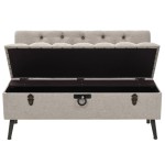 vidaXL Bancă de depozitare cu spătar, crem, 110 cm, material textil