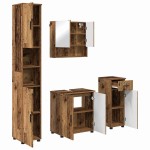 vidaXL Set de mobilier pentru baie cu sertar cu ușă 4 pcs Lemn Vechi