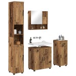 vidaXL Set de mobilier pentru baie cu sertar cu ușă 4 pcs Lemn Vechi