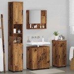 vidaXL Set de mobilier pentru baie cu sertar cu ușă 4 pcs Lemn Vechi