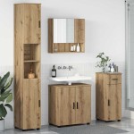 vidaXL Set de mobilier pentru baie cu sertar 4 pcs Stejar Artizanal