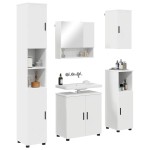 vidaXL Set de mobilier pentru baie 5 pcs Alb Lemn compozit & Metal