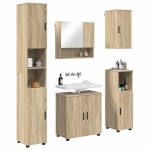 vidaXL Set de mobilier pentru baie Pe perete 5 pcs Stejar Sonoma