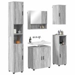 vidaXL Set de mobilier pentru baie Pe perete cu ușă 5 pcs Gri Sonoma