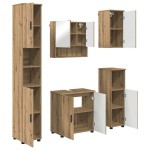vidaXL Set de mobilier pentru baie Pe perete 5 pcs Stejar Artizanal