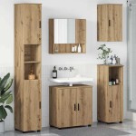 vidaXL Set de mobilier pentru baie Pe perete 5 pcs Stejar Artizanal