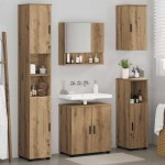 vidaXL Set de mobilier pentru baie Pe perete 5 pcs Stejar Artizanal