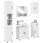 vidaXL Set de mobilier pentru baie 5 pcs Alb Lemn compozit & Metal