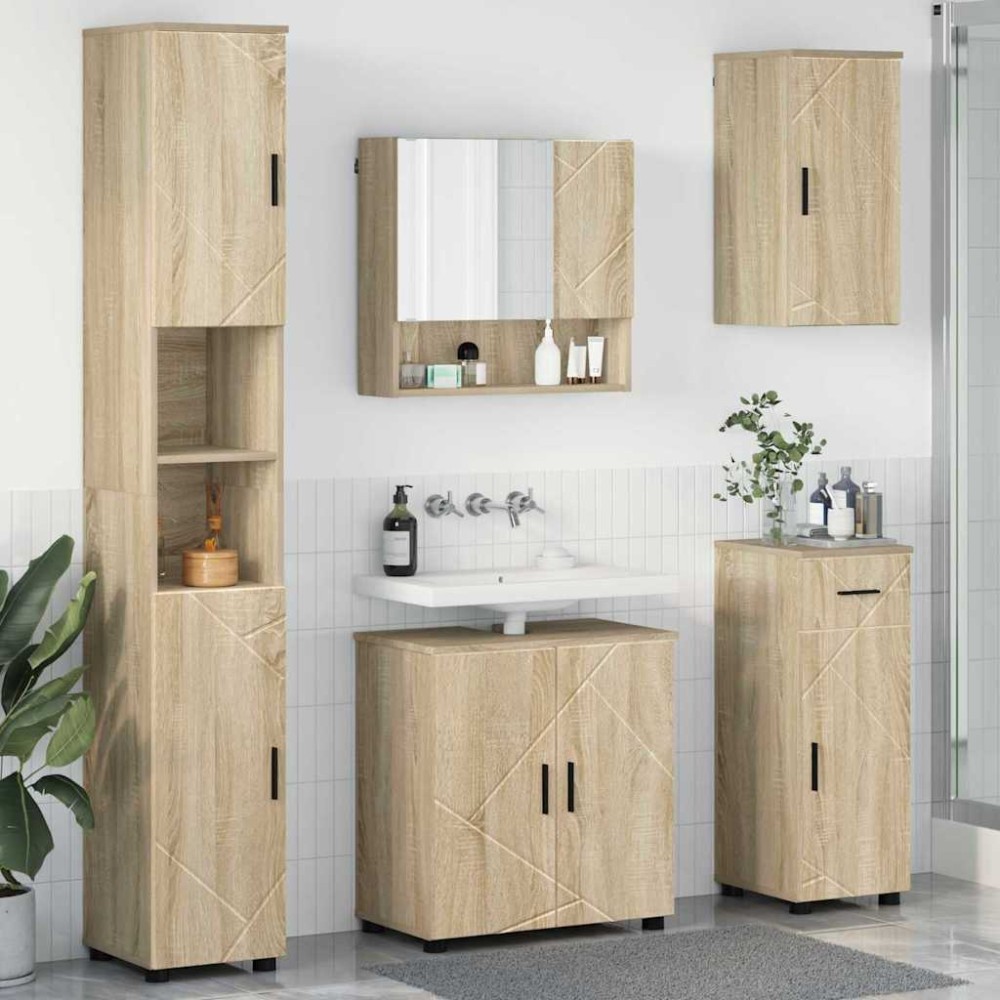 vidaXL Set de mobilier pentru baie cu sertar 5 pcs Stejar Sonoma