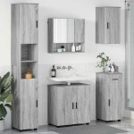 vidaXL Set de mobilier pentru baie cu sertar cu ușă 5 pcs Gri Sonoma