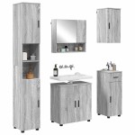 vidaXL Set de mobilier pentru baie cu sertar cu ușă 5 pcs Gri Sonoma