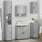 vidaXL Set de mobilier pentru baie cu sertar cu ușă 5 pcs Gri Sonoma