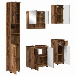 vidaXL Set de mobilier pentru baie cu sertar cu ușă 5 pcs Lemn Vechi