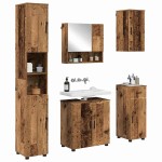 vidaXL Set de mobilier pentru baie cu sertar cu ușă 5 pcs Lemn Vechi