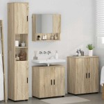 vidaXL Set de mobilier pentru baie Pe perete 4 pcs Stejar Sonoma