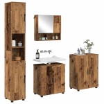 vidaXL Set de mobilier pentru baie Pe perete cu ușă 4 pcs Lemn Vechi