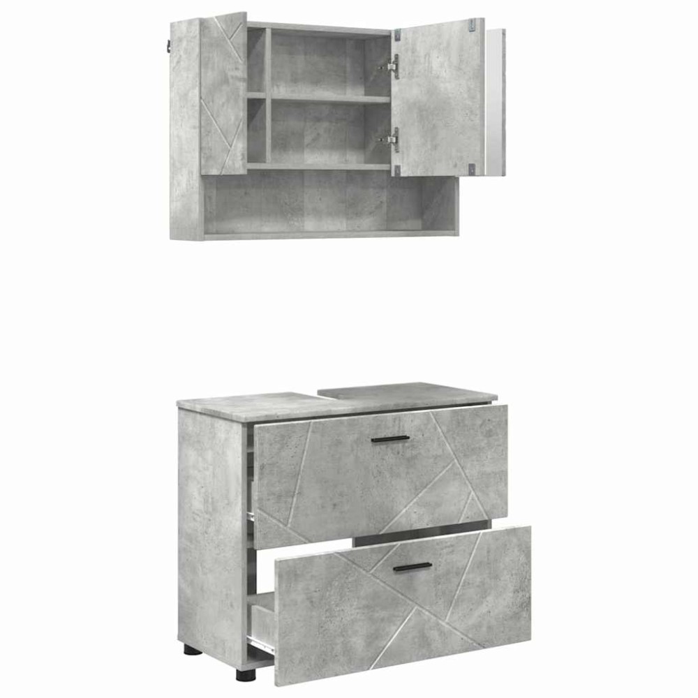 vidaXL Set de mobilier pentru baie cu sertar 2 pcs Gri din beton