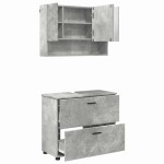vidaXL Set de mobilier pentru baie cu sertar 2 pcs Gri din beton