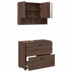vidaXL Set de mobilier pentru baie cu sertar 2 pcs Stejar închis