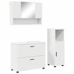 vidaXL Set de mobilier pentru baie 3 pcs Alb Lemn aranjat și metal