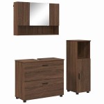 vidaXL Set de mobilier pentru baie cu sertar 3 pcs Stejar închis
