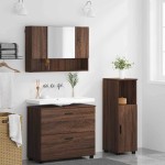 vidaXL Set de mobilier pentru baie cu sertar 3 pcs Stejar închis