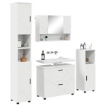 vidaXL Set de mobilier pentru baie 4 pcs Alb Lemn aranjat și metal
