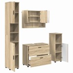 vidaXL Set de mobilier pentru baie cu sertar 4 pcs Stejar Sonoma