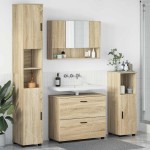 vidaXL Set de mobilier pentru baie cu sertar 4 pcs Stejar Sonoma