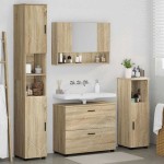 vidaXL Set de mobilier pentru baie cu sertar 4 pcs Stejar Sonoma
