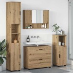 vidaXL Set de mobilier pentru baie cu sertar 4 pcs Stejar Artizanal