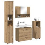 vidaXL Set de mobilier pentru baie cu sertar 4 pcs Stejar Artizanal