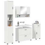vidaXL Set de mobilier pentru baie 4 pcs Alb Lemn aranjat și metal
