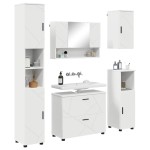 vidaXL Set de mobilier pentru baie 5 pcs Alb Lemn aranjat și metal