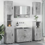 vidaXL Set de mobilier pentru baie cu sertar 5 pcs Gri din beton