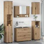 vidaXL Set de mobilier pentru baie cu sertar 5 pcs Stejar Artizanal