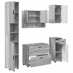 vidaXL Set de mobilier pentru baie cu sertar cu raft 5 pcs Gri Sonoma
