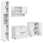 vidaXL Set de mobilier pentru baie 4 pcs Alb Lemn aranjat și metal