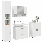 vidaXL Set de mobilier pentru baie 4 pcs Alb Lemn aranjat și metal