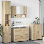 vidaXL Set de mobilier pentru baie cu sertar 4 pcs Stejar Sonoma