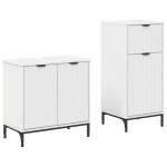 vidaXL Set de mobilier pentru baie 2 pcs Alb Lemn aranjat și metal