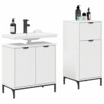 vidaXL Set de mobilier pentru baie 2 pcs Alb Lemn aranjat și metal