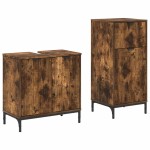 vidaXL Set de mobilier pentru baie cu sertar 2 pcs Stejar fumuriu