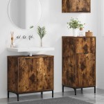 vidaXL Set de mobilier pentru baie cu sertar 2 pcs Stejar fumuriu