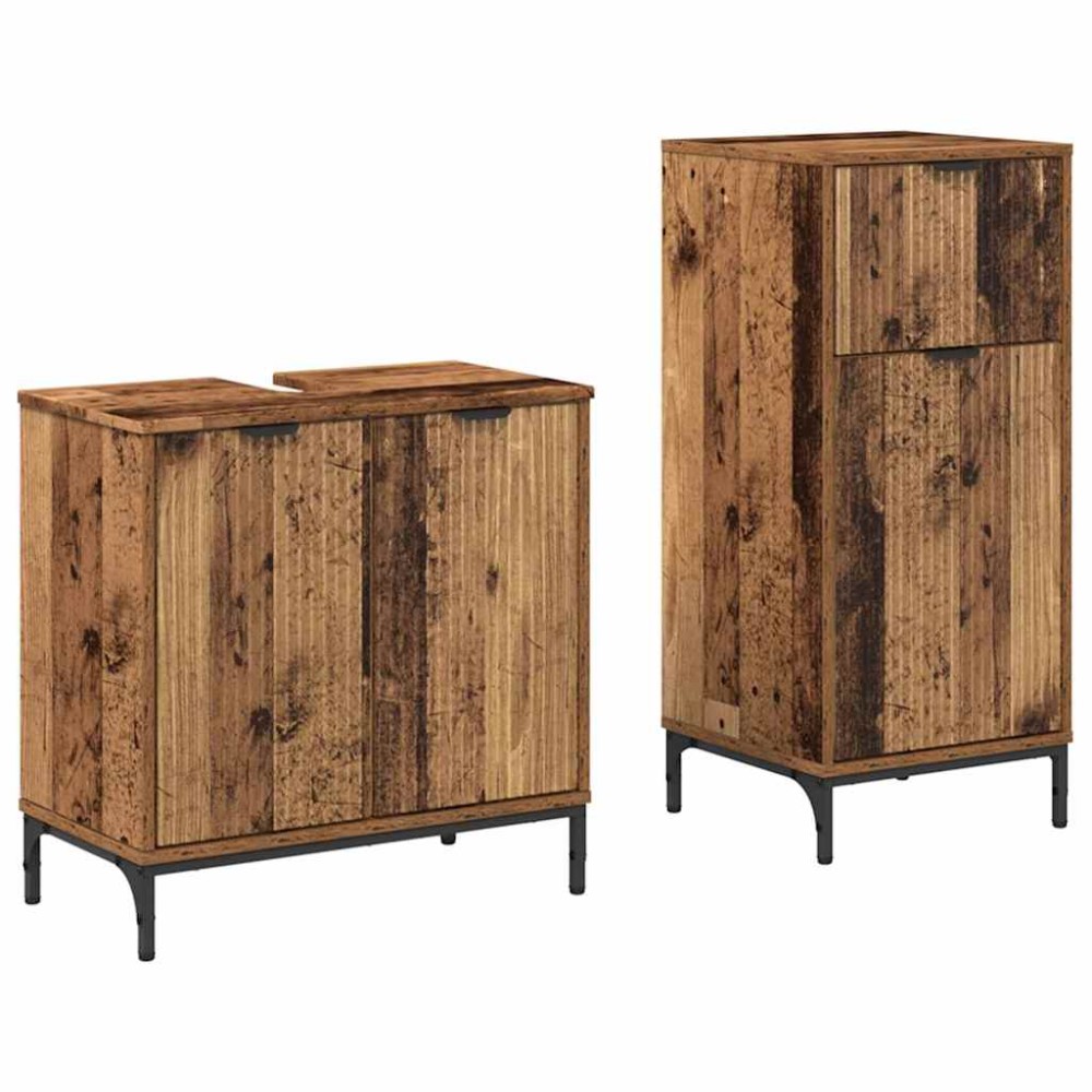 vidaXL Set de mobilier pentru baie cu sertar cu raft 2 pcs Lemn Vechi