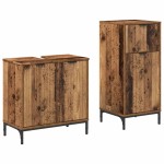 vidaXL Set de mobilier pentru baie cu sertar cu raft 2 pcs Lemn Vechi