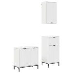 vidaXL Set de mobilier pentru baie 3 pcs Alb Lemn aranjat și metal