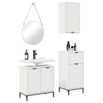 vidaXL Set de mobilier pentru baie 3 pcs Alb Lemn aranjat și metal