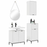 vidaXL Set de mobilier pentru baie cu sertar 3 pcs Alb foarte lucios