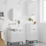 vidaXL Set de mobilier pentru baie cu sertar 3 pcs Alb foarte lucios